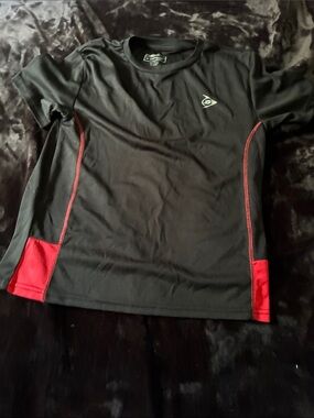 Dunlop Kids' Black Athletic Tee with Red Accents
